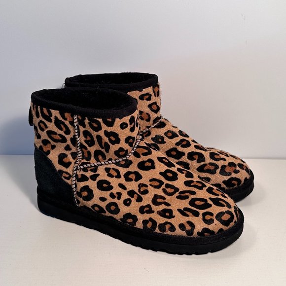UGG Shoes - Ugg Ultra Mini Spotty Animal Print Pony Hair Shearling Boots Women Size 6